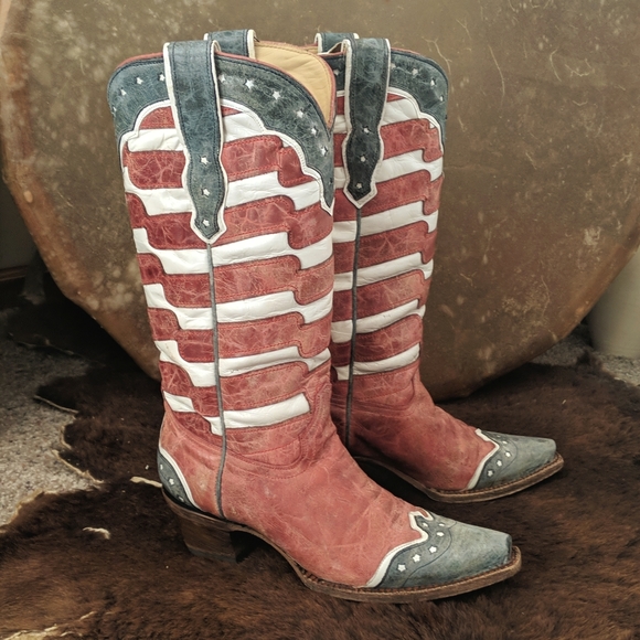 CORRAL A2515 ladies leather American Flag USA western cowboy boots snip toe sz 6 - Picture 7 of 15
